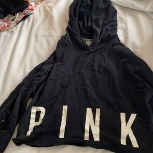 PINK Black cropped hoodie